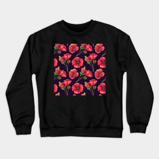 Botanical Floral Seamless pattern -red poppies Crewneck Sweatshirt